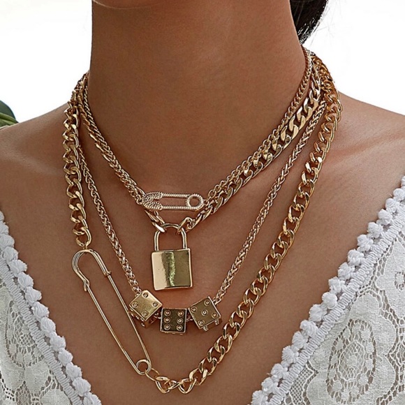 Urban Outfitters Jewelry - NEW!! 💛 Chunky Punk Rick Layered Necklace